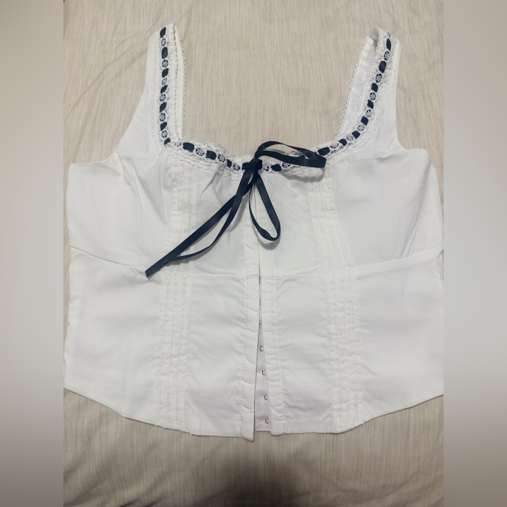 BRAND NEW : Blu Pepper Corset Tank with Black Bow Accent - Picture 6 of 8